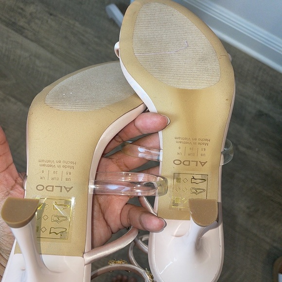 Retail $130 Aldo Pirouette heeled sandal Butterfly Heels Rose Gold Strappy Heels - Picture 8 of 8